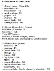 Fresh Juice And Chats menu 1
