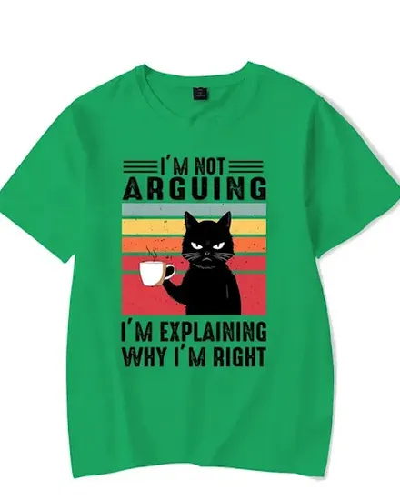 Black Cat I’m Not Arguing Graphic T Shirts Funny Cat Coff... - 3