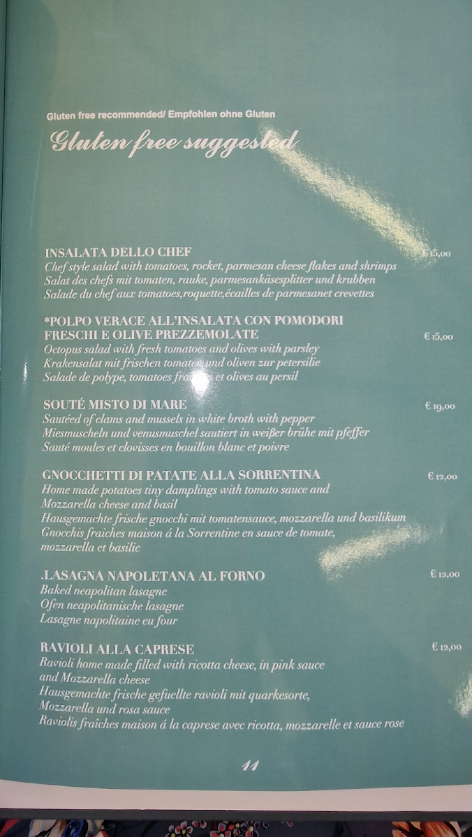 Foreigner's Club gluten-free menu