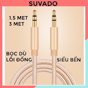 Dây Aux Kết Nối Loa 2 Đầu 3.5Mm, Bọc Dù Jack Cho Audio Kết Nối Âm Thanh Laptop, Điện Thoại Amply Chân Tròn 3.5 Mm Suvado