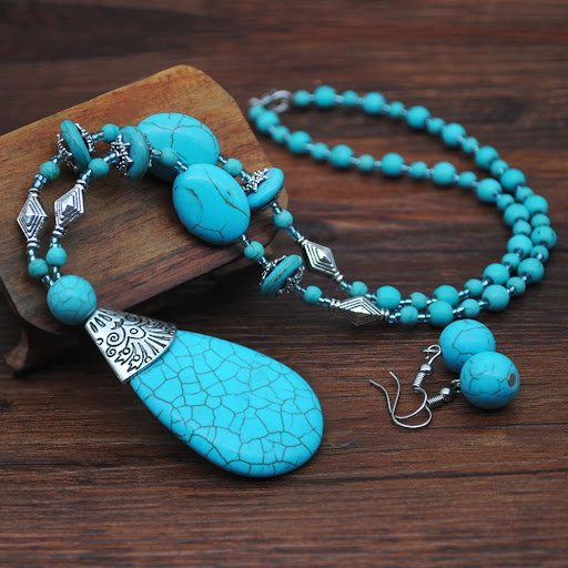 Title 6, European And American Retro Turquoise Jewelry S...