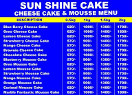 Sun Shine Cake menu 2