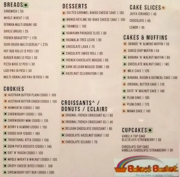 Baker's Basket menu 