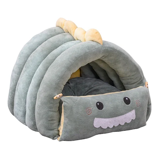 2 In1 Dinosaur Pet Dog House Foldable Cat for Small Dogs Bed Winter Warm Puppy Pads Sofa Removable Sleeping Kennel Nest 
