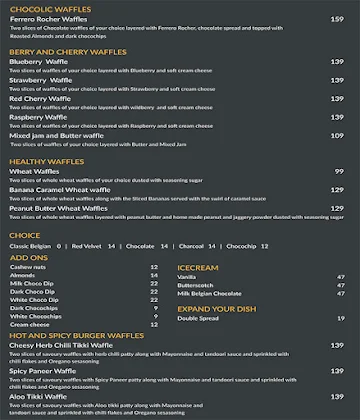 The Belgian Waffle Cafe menu 