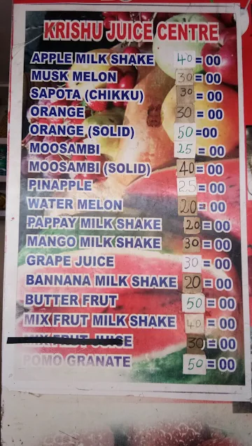Krishu Juice Centre menu 