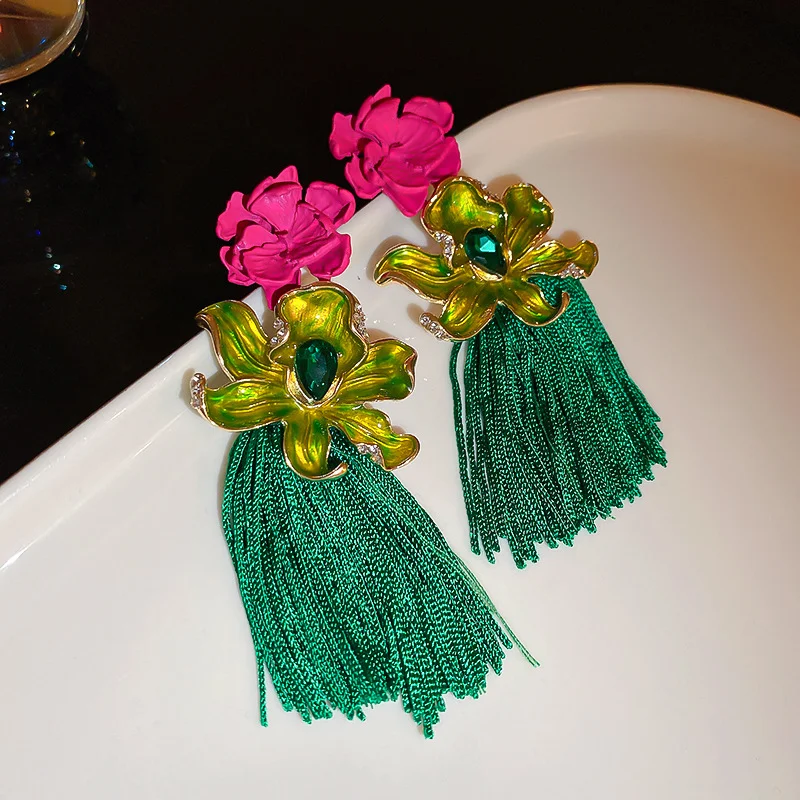 Title 3, Brincos de pino de prata 925 com flor de diaman...