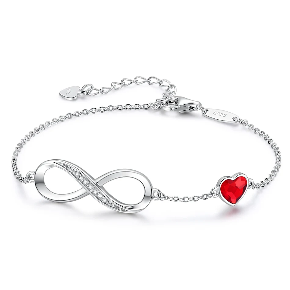 Bracelet classique Infinite Eternal 8 mots en argent sterling S925 pour femme – Un symbole d'amour éternel et de style intemporel.