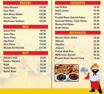 Punjabi Roots menu 