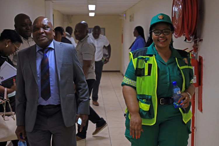 Health minister Dr Joe Phaahla and Gauteng MEC for health and wellness Nomantu Nkomo-Ralehoko at Charlotte Maxeke Johannesburg Academic Hospital. Picture: THAPELO MOREBUDI