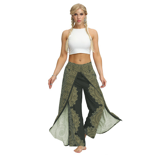 Title 12, Digital Printed Loose Cut Straight Pants. Comfo...