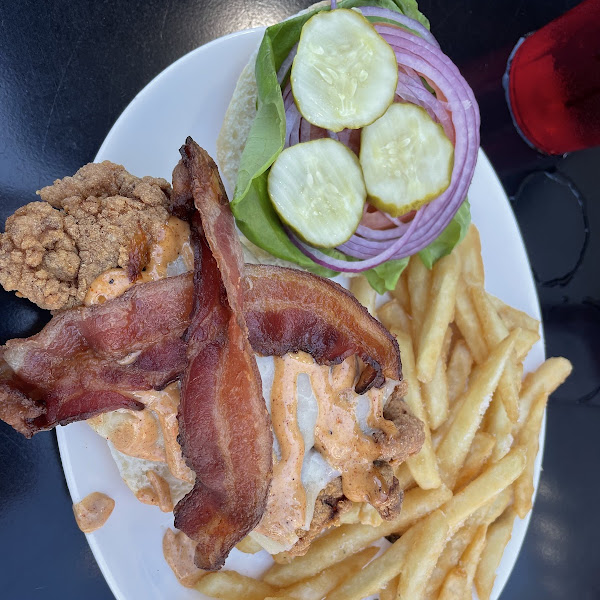 Terrific gf fried chicken sandwich with french fries