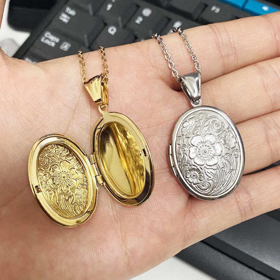Nouveau pendentif cadre photo en acier inoxydable. Conservez vos souvenirs précieux, cadeau idéal, robuste et élégant, à porter toujours.