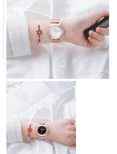 Title 5, Womens Mesh Belt Quartz Watch Water Drill Bowl...