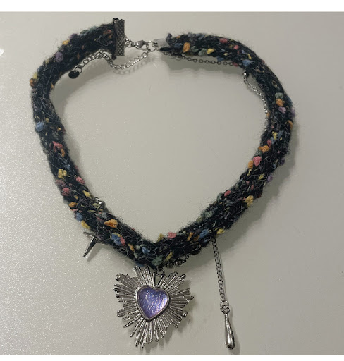 Title 5, Purple Heart Tassel Wool Choker Necklace, an el...