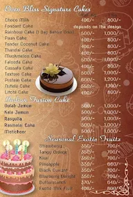 Oven Bliss The Art Of Cake menu 2