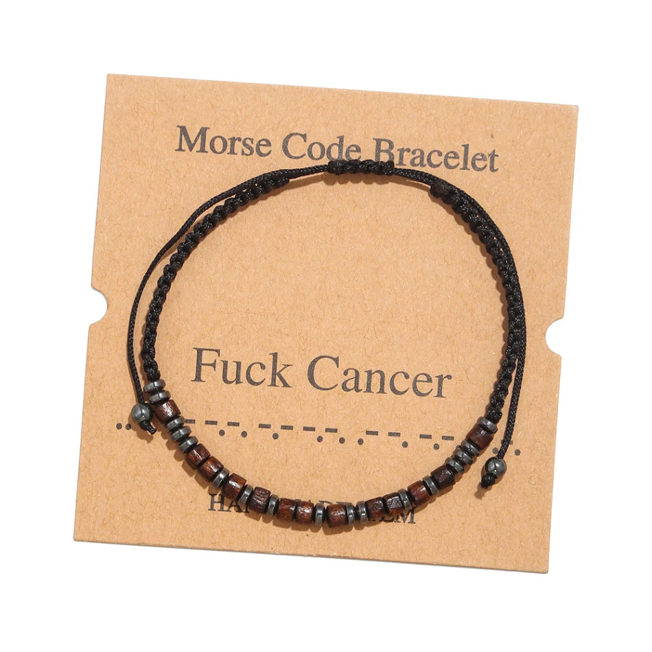 Morsecode Armband Zwart Gallstone Houten Kralen Verbergt Geheime Berichten Stijlvolle Accessoire Vol Betekenis Handgemaakte Sieraden