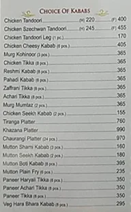 Shalimar menu 1