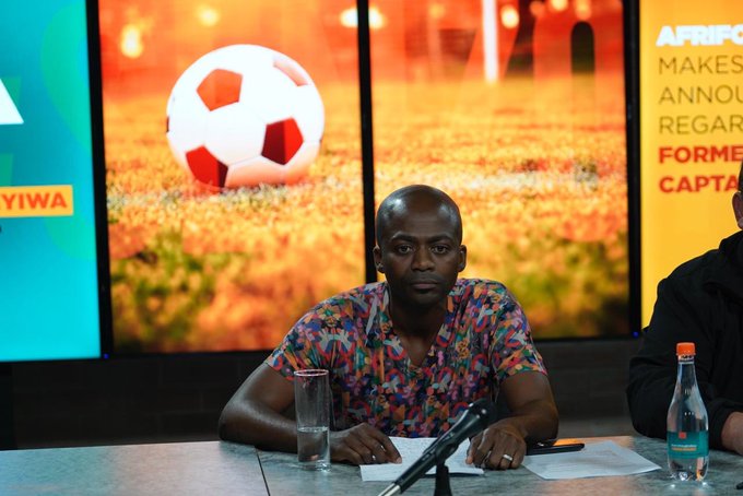 Senzo Meyiwa's brother Sifiso at a press briefing to announce AfriForum's intention to help the Meyiwa family establish who killed the soccer player.