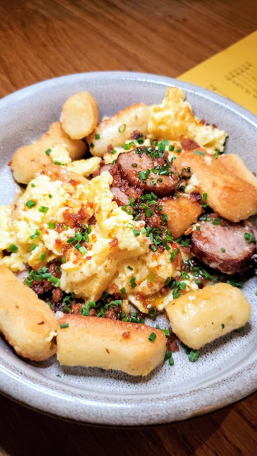 Portland Dumpling Week 2020 offering from Canard was a maple sausage, egg and cheese breakfast gnocchi