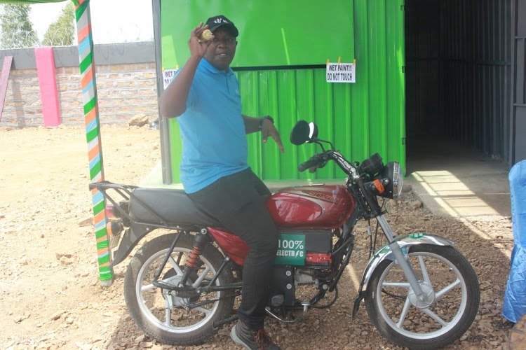 One of the electric motorbike at the newly launched Sh15 million solar powered water project in Katito on Thursday.