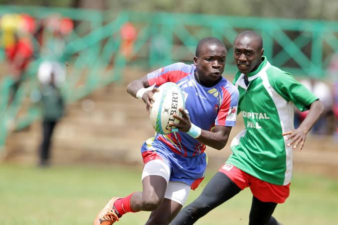 Ofafa High school flyhalf Jeff Andigo in action against Hospital Hill school during last years