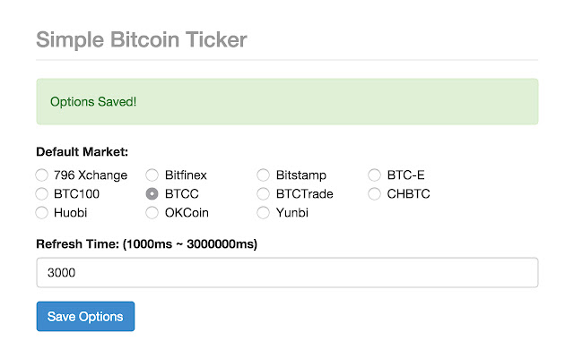 Simple Bitcoin Ticker chrome extension