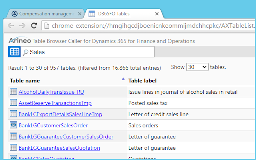 Table Browser Caller for D365FO