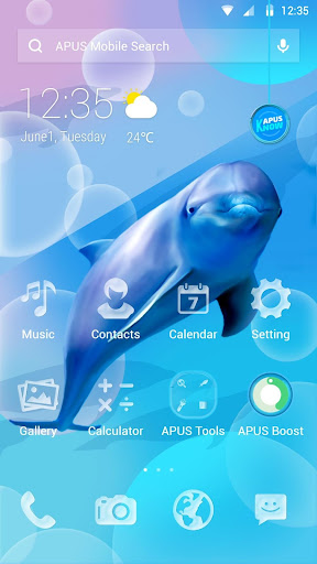 Purple Blue Dolphin APUS Launcher theme