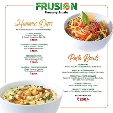 Frusion Pressery & Cafe menu 