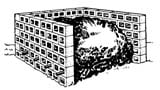 block, brick, or stone bin