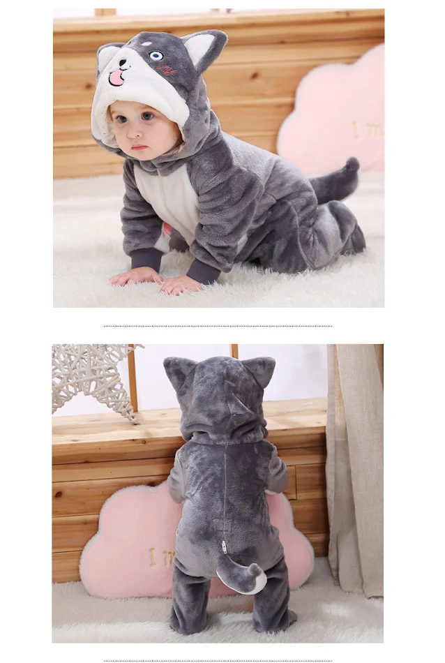 Barboteuse bébé animaux 0-3 ans unisexe, une seule couche, confortable et facile à porter, idéale pour garçons et filles, pour les moments de jeu.