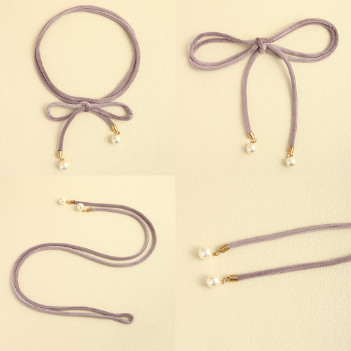 Title 10, Simple Lady Velvet Bow Thin Waist With Pearl Pe...