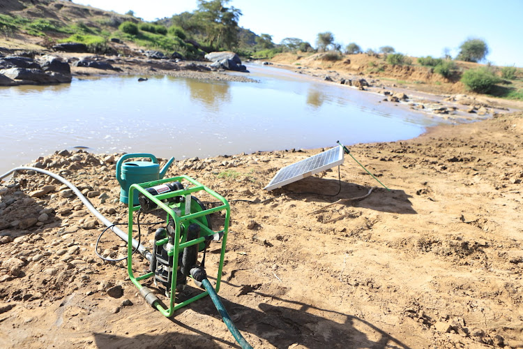 A solar powered pump along Ewaso Nyiro. Image: Handout.