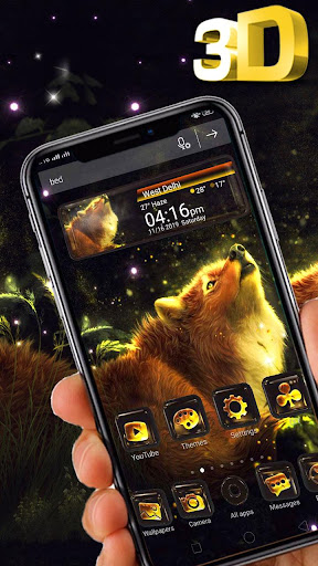 Wolf Shiny Night 3D Glass Tech Theme ?