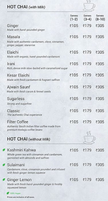 Chai Point menu 