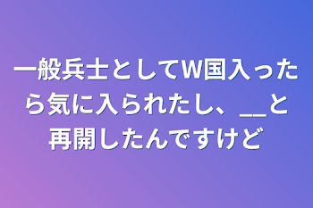 一般兵士としてW国入ったら気に入られたし、__と再開したんですけど