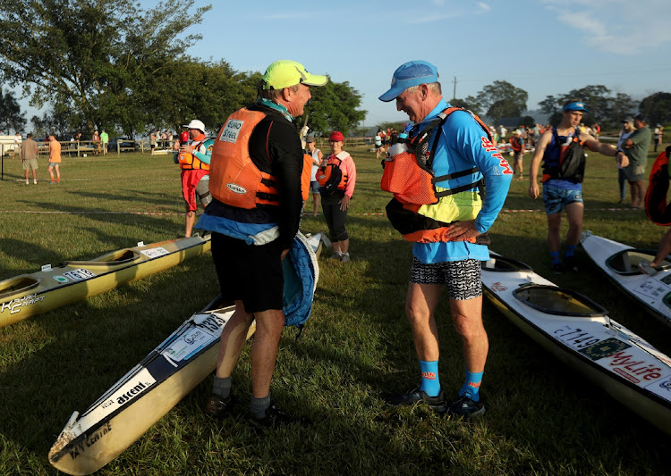 John Edmonds and Graeme 'Gudgie' Dixon who is doing his 50th consecutive Dusi marathon.