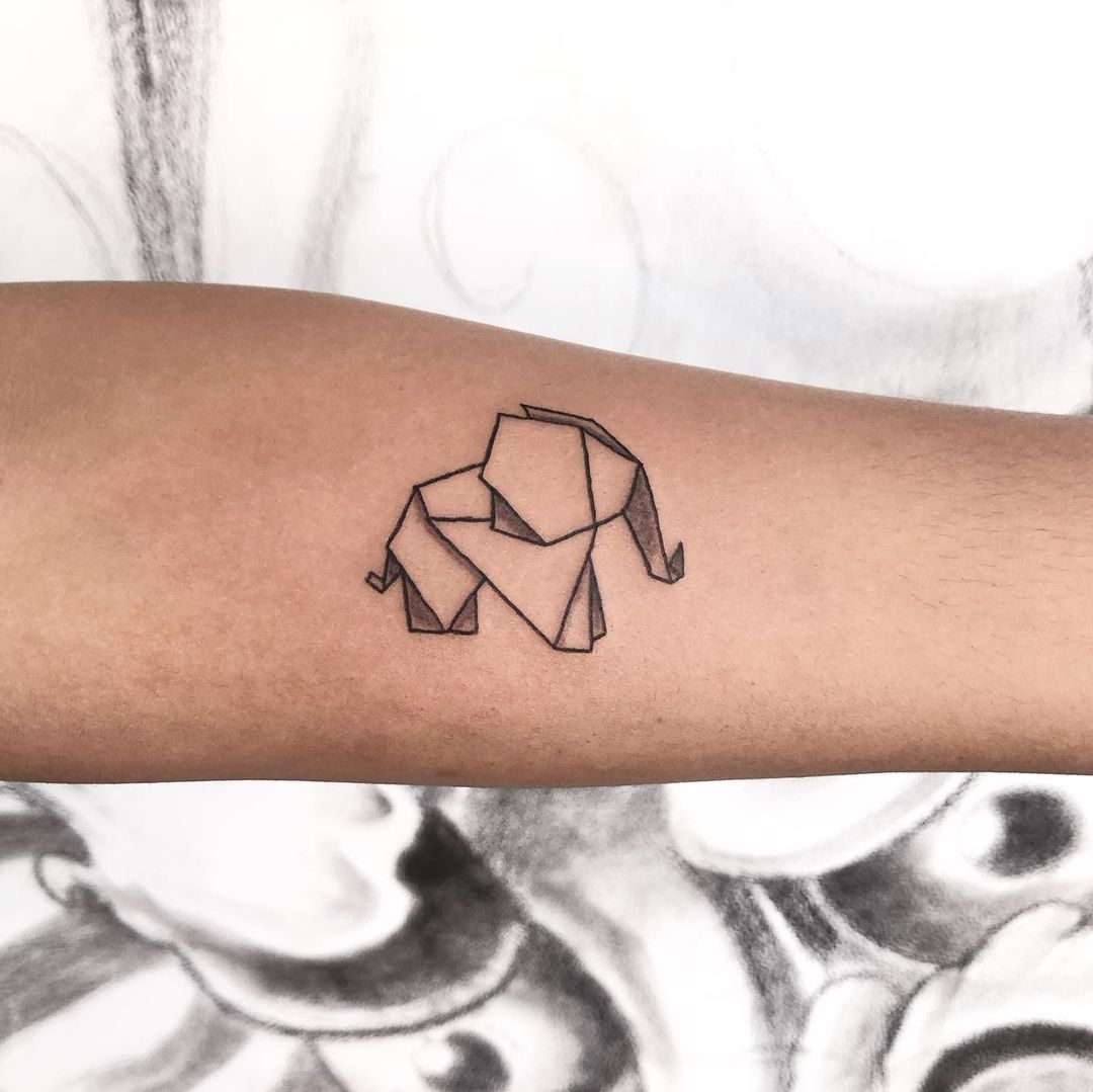 Geometric Elephant Forearm Tattoo 