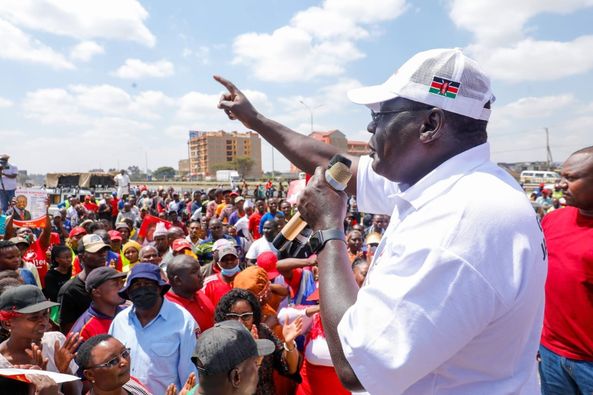 Kiambu Governor James Nyoro addressing Juja residents in a recent development tour.