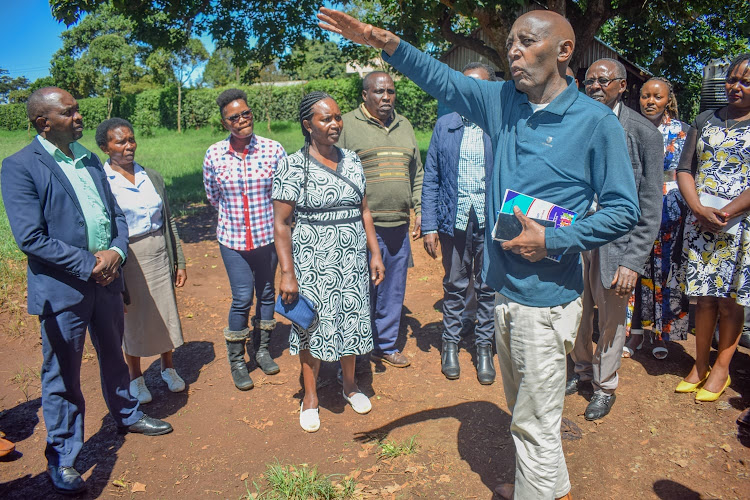 Limuru MP John Kiragu speaking to Nyoro Primary School on Tuesday