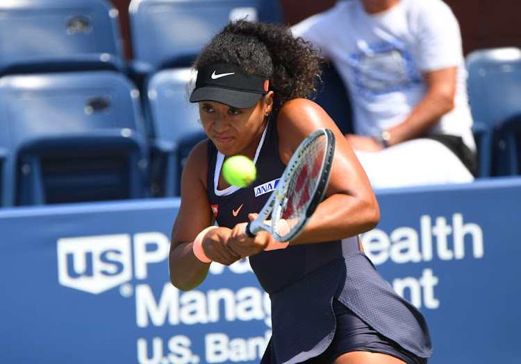 Naiomi Osaka of Japan during her match against Anett Kontaveit of Estonia in the Western & Southern Open at the USTA Billie Jean King National Tennis Center on August 26, 2020 at Flushing Meadows, New York, USA