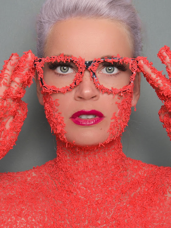 To create this shot, Christy Strever used condensed milk to stick Vermicelli cake sprinkles on to her skin.