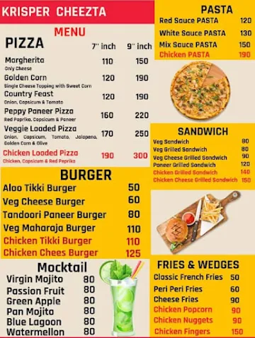 Krisper Cheezta menu 