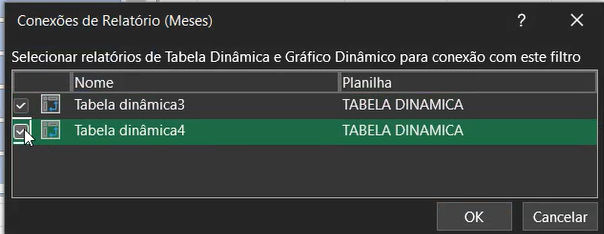 Selecionando tabelas dinâmicas