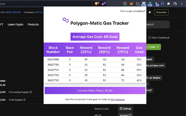 Polygon-Matic Gas Tracker chrome extension