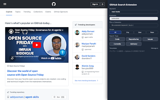 GitHub Search Extension screenshot 2