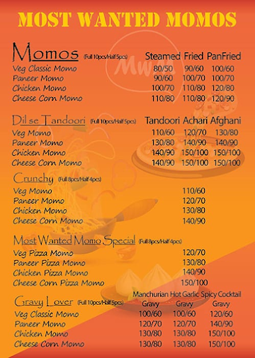 Most Wanted Momos menu 