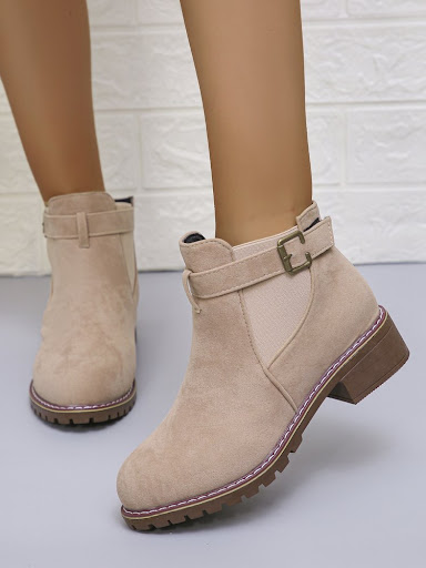 Title 5, Chunky Heel Suede Elastic Band Martin Boots, co...