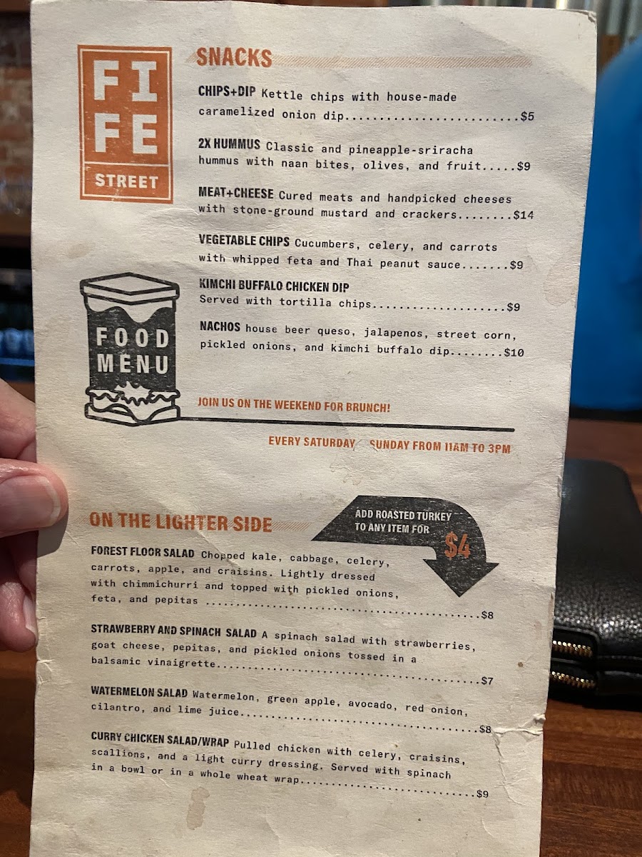 Fife Street Brewing gluten-free menu